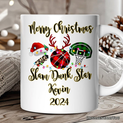 Personalized Mug Basketball Buffalo Plaid Christmas, Team and Coaches Gift Personalized Ceramic Mug OrnamentallyYou 12oz Mug Customized