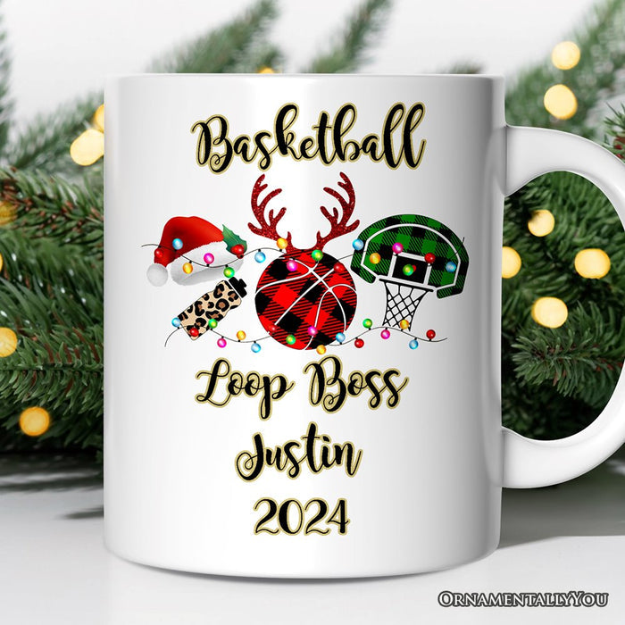 Personalized Mug Basketball Buffalo Plaid Christmas, Team and Coaches Gift Personalized Ceramic Mug OrnamentallyYou