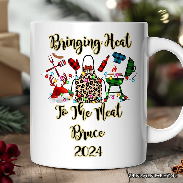 Personalized Mug BBQ Buffalo Plaid Christmas, Barbecue Gift Personalized Ceramic Mug OrnamentallyYou