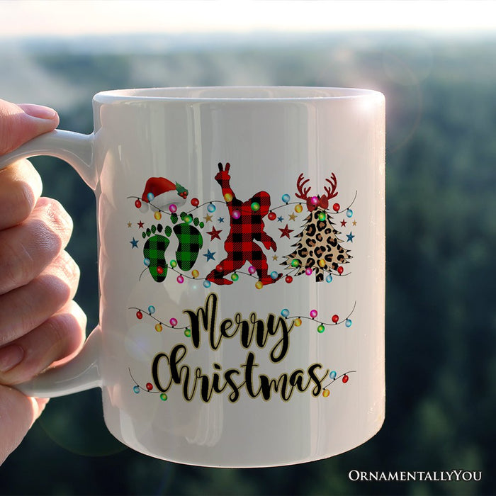 Personalized Mug Bigfoot Buffalo Plaid Christmas, Sasquatch Holiday Decoration Personalized Ceramic Mug OrnamentallyYou 12oz Mug Non-Custom