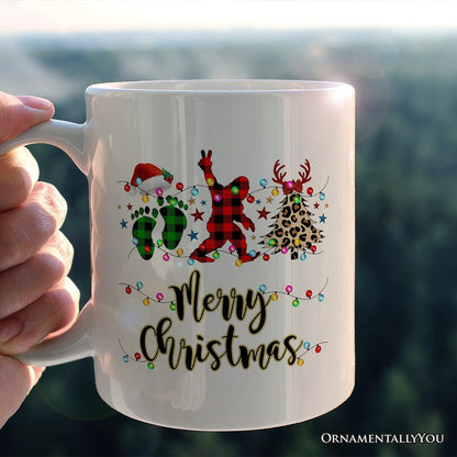 Personalized Mug Bigfoot Buffalo Plaid Christmas, Sasquatch Holiday Decoration Personalized Ceramic Mug OrnamentallyYou 12oz Mug Non-Custom