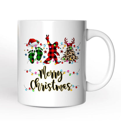 Personalized Mug Bigfoot Buffalo Plaid Christmas, Sasquatch Holiday Decoration Personalized Ceramic Mug OrnamentallyYou