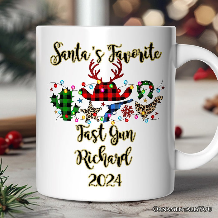 Personalized Mug Buffalo Plaid Gunslinger Western Cowboy Style Christmas Personalized Ceramic Mug OrnamentallyYou 12oz Mug Customized