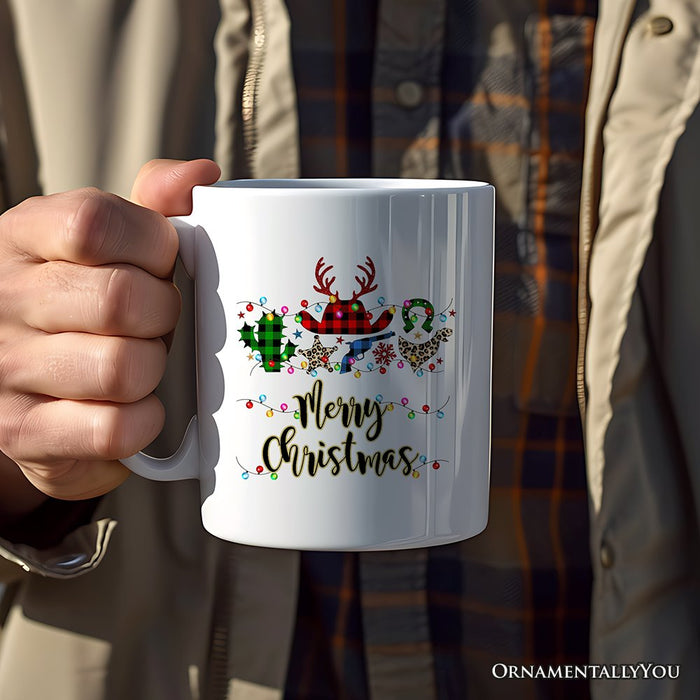 Personalized Mug Buffalo Plaid Gunslinger Western Cowboy Style Christmas Personalized Ceramic Mug OrnamentallyYou