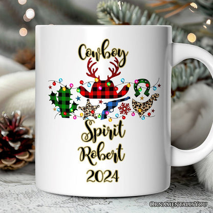 Personalized Mug Buffalo Plaid Gunslinger Western Cowboy Style Christmas Personalized Ceramic Mug OrnamentallyYou