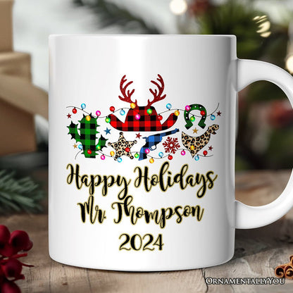 Personalized Mug Buffalo Plaid Gunslinger Western Cowboy Style Christmas Personalized Ceramic Mug OrnamentallyYou