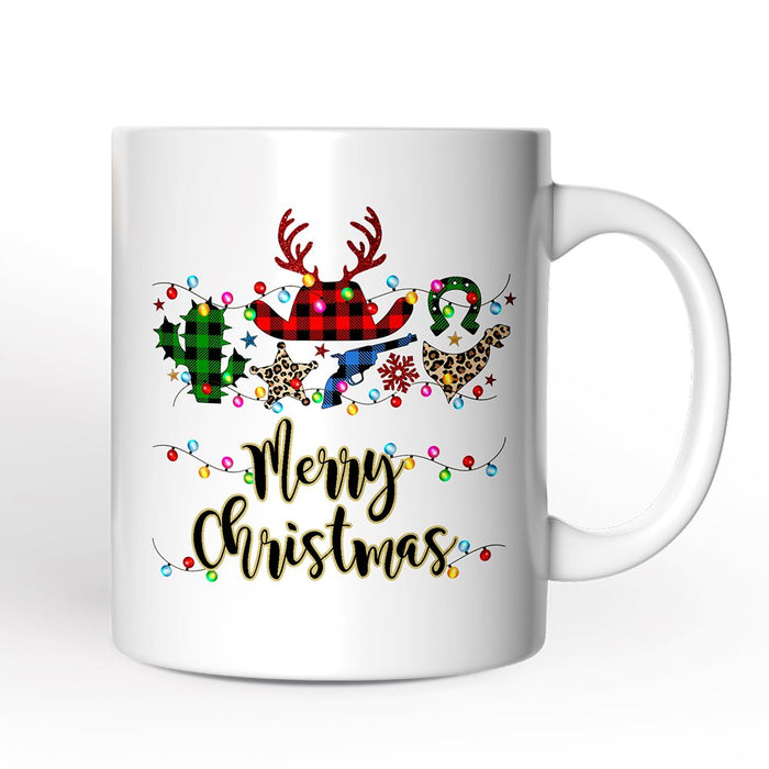 Personalized Mug Buffalo Plaid Gunslinger Western Cowboy Style Christmas Personalized Ceramic Mug OrnamentallyYou 12oz Mug Non-Custom