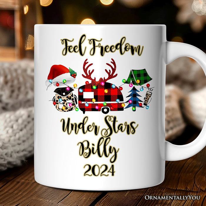 Personalized Mug Camp Buffalo Plaid Christmas, Camping Friends Gift Personalized Ceramic Mug OrnamentallyYou