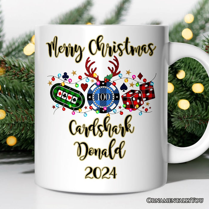 Personalized Mug Casino Buffalo Plaid Christmas, Poker and Dice, Player and Staff Gift Personalized Ceramic Mug OrnamentallyYou 12oz Mug Customized