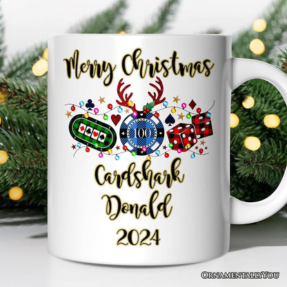 Personalized Mug Casino Buffalo Plaid Christmas, Poker and Dice, Player and Staff Gift Personalized Ceramic Mug OrnamentallyYou 12oz Mug Customized