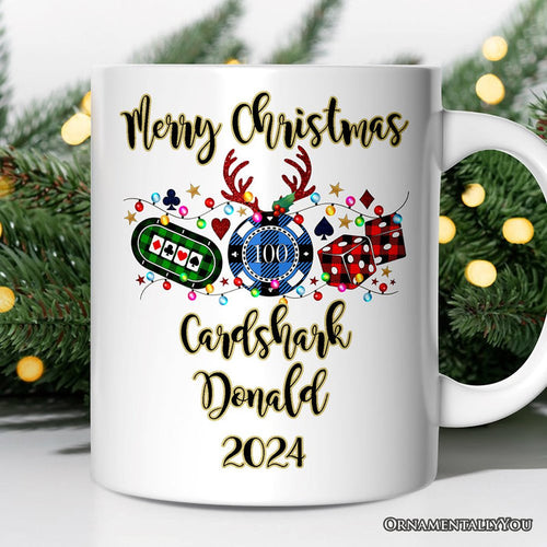 Personalized Mug Casino Buffalo Plaid Christmas, Poker and Dice, Player and Staff Gift Personalized Ceramic Mug OrnamentallyYou 12oz Mug Customized