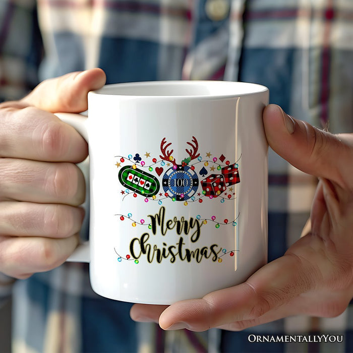Personalized Mug Casino Buffalo Plaid Christmas, Poker and Dice, Player and Staff Gift Personalized Ceramic Mug OrnamentallyYou