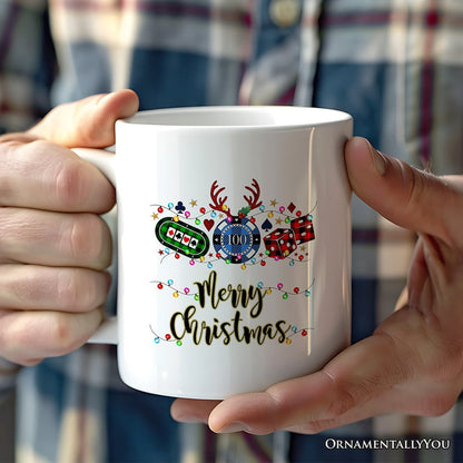 Personalized Mug Casino Buffalo Plaid Christmas, Poker and Dice, Player and Staff Gift Personalized Ceramic Mug OrnamentallyYou