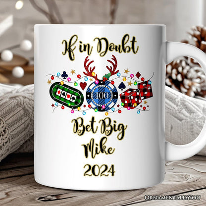 Personalized Mug Casino Buffalo Plaid Christmas, Poker and Dice, Player and Staff Gift Personalized Ceramic Mug OrnamentallyYou