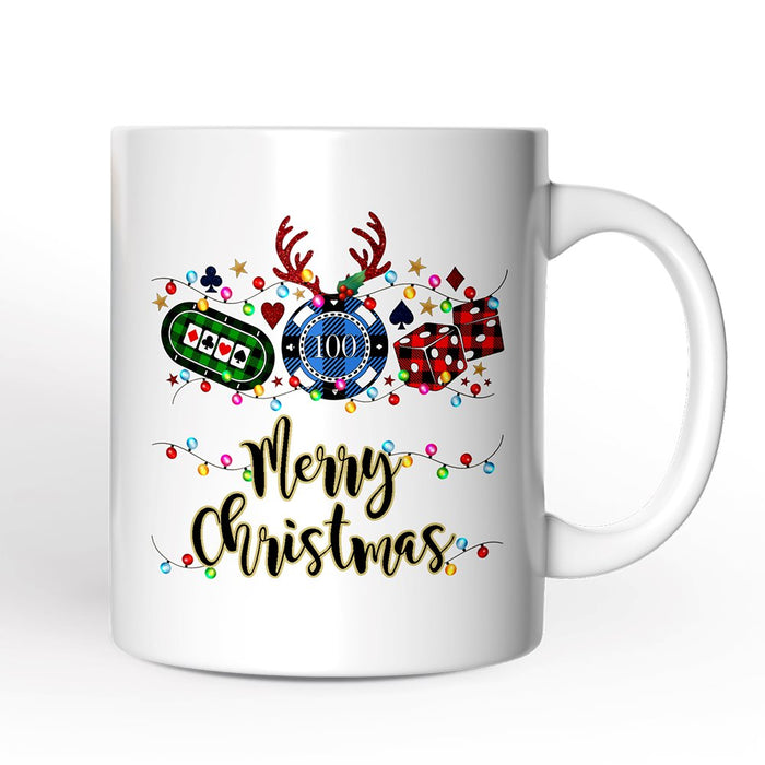 Personalized Mug Casino Buffalo Plaid Christmas, Poker and Dice, Player and Staff Gift Personalized Ceramic Mug OrnamentallyYou 12oz Mug Non-Custom