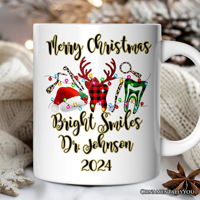 Personalized Mug Dentist Buffalo Plaid Christmas, Dental Gift Personalized Ceramic Mug OrnamentallyYou 12oz Mug Customized