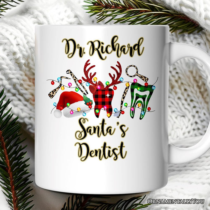 Personalized Mug Dentist Buffalo Plaid Christmas, Dental Gift Personalized Ceramic Mug OrnamentallyYou