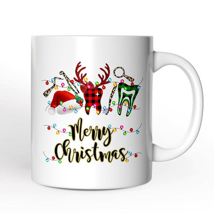 Personalized Mug Dentist Buffalo Plaid Christmas, Dental Gift Personalized Ceramic Mug OrnamentallyYou 12oz Mug Non-Custom