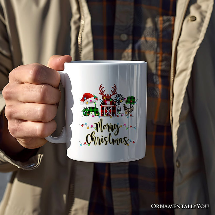 Personalized Mug Farm Buffalo Plaid Christmas, Farmhouse Gift Personalized Ceramic Mug OrnamentallyYou 12oz Mug Non-Custom