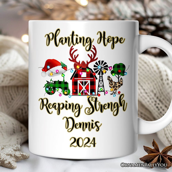 Personalized Mug Farm Buffalo Plaid Christmas, Farmhouse Gift Personalized Ceramic Mug OrnamentallyYou