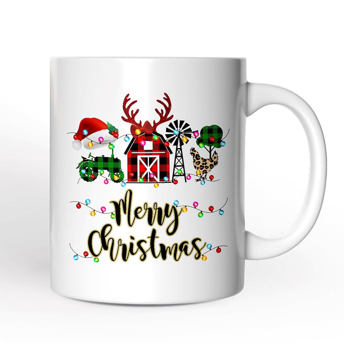 Personalized Mug Farm Buffalo Plaid Christmas, Farmhouse Gift Personalized Ceramic Mug OrnamentallyYou 12oz Mug Non-Custom