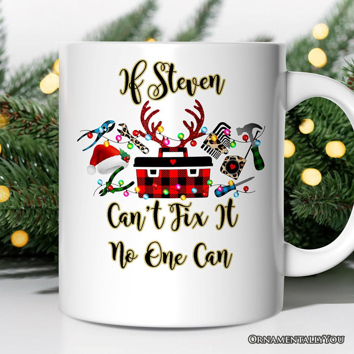 Personalized Mug Handyman Buffalo Plaid Christmas Woodworking Gift Personalized Ceramic Mug OrnamentallyYou