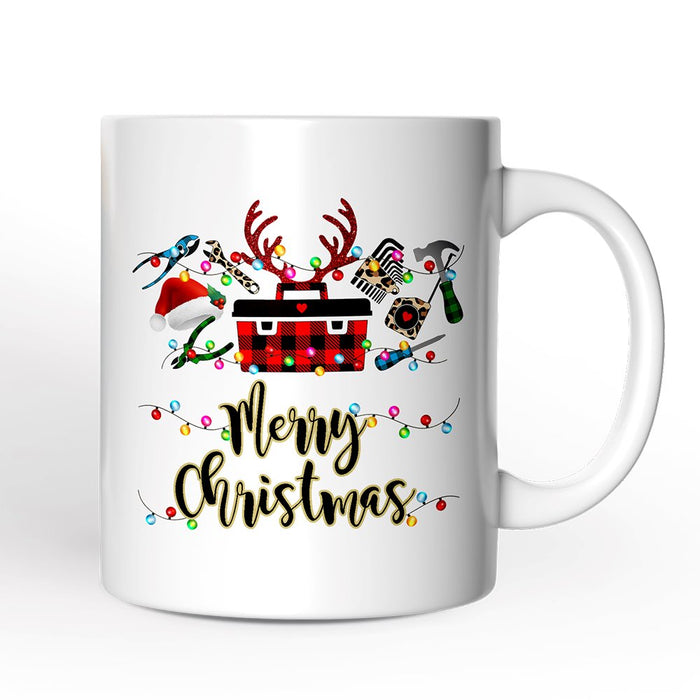Personalized Mug Handyman Buffalo Plaid Christmas Woodworking Gift Personalized Ceramic Mug OrnamentallyYou 12oz Mug Non-Custom
