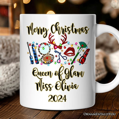 Personalized Mug Makeup Artist Buffalo Plaid Christmas, Cosmetologist Beauty and Cosmetics Gift Personalized Ceramic Mug OrnamentallyYou 12oz Mug Customized