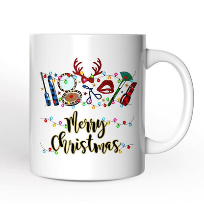 Personalized Mug Makeup Artist Buffalo Plaid Christmas, Cosmetologist Beauty and Cosmetics Gift Personalized Ceramic Mug OrnamentallyYou 12oz Mug Non-Custom