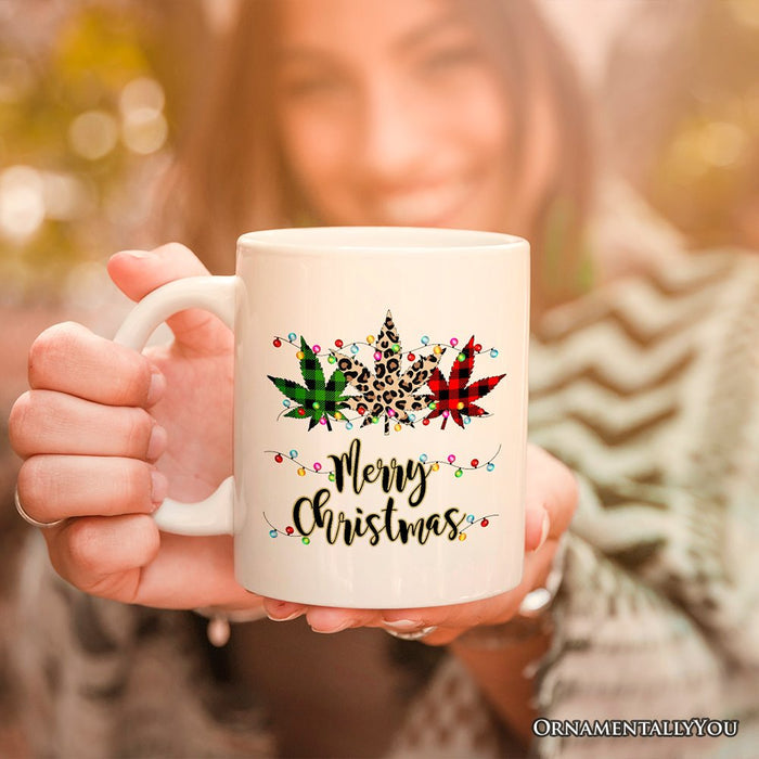 Personalized Mug Marijuanna Buffalo Plaid Christmas Cannabis Gift Personalized Ceramic Mug OrnamentallyYou 12oz Mug Non-Custom