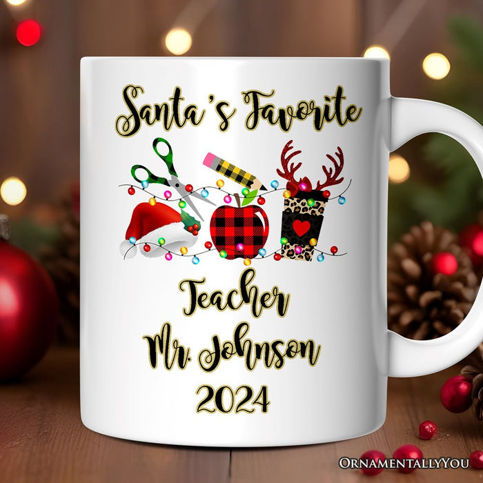 Personalized Mug Merry Christmas Plaid Teacher, School Professional Gift Personalized Ceramic Mug OrnamentallyYou 12oz Mug Customized