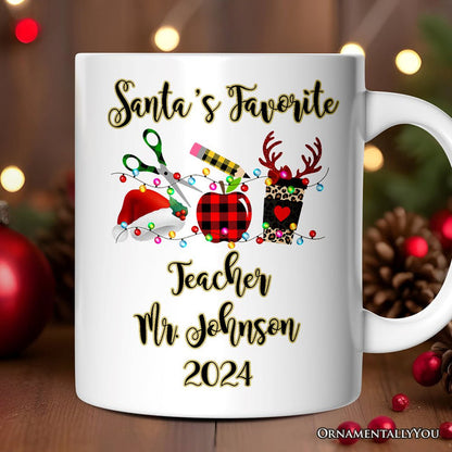 Personalized Mug Merry Christmas Plaid Teacher, School Professional Gift Personalized Ceramic Mug OrnamentallyYou 12oz Mug Customized