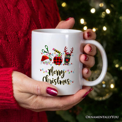 Personalized Mug Merry Christmas Plaid Teacher, School Professional Gift Personalized Ceramic Mug OrnamentallyYou 12oz Mug Non-Custom