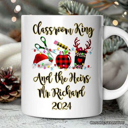 Personalized Mug Merry Christmas Plaid Teacher, School Professional Gift Personalized Ceramic Mug OrnamentallyYou