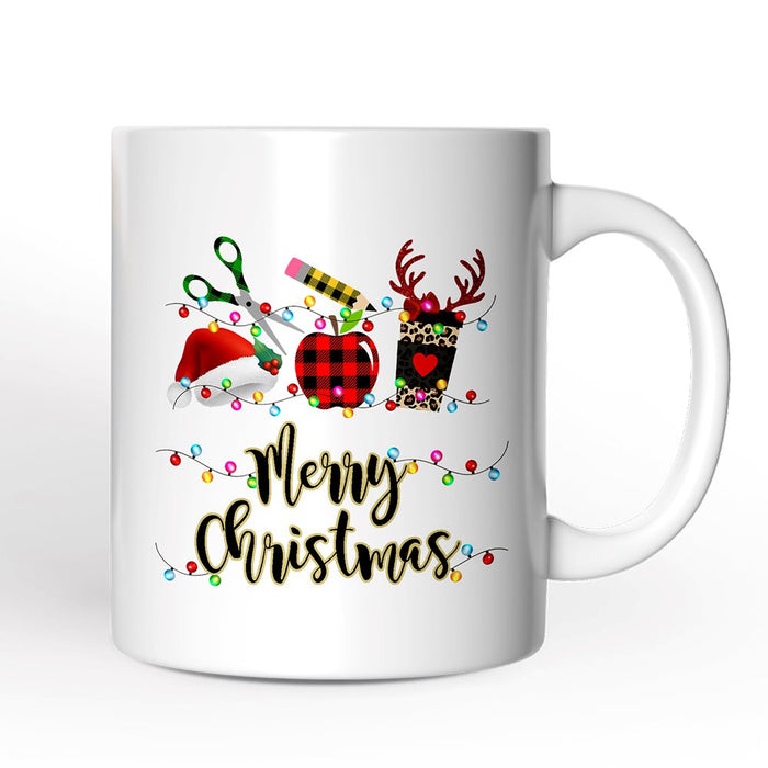 Personalized Mug Merry Christmas Plaid Teacher, School Professional Gift Personalized Ceramic Mug OrnamentallyYou 12oz Mug Non-Custom