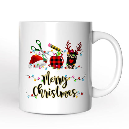 Personalized Mug Merry Christmas Plaid Teacher, School Professional Gift Personalized Ceramic Mug OrnamentallyYou 12oz Mug Non-Custom