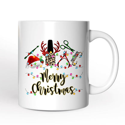 Personalized Mug Nail Tech Buffalo Plaid Christmas, Pedicure Gift Personalized Ceramic Mug OrnamentallyYou 12oz Mug Non-Custom
