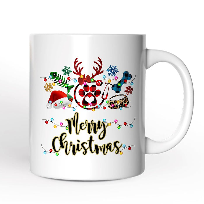 Personalized Mug Pet Themed Buffalo Plaid Veterinarian Christmas, Animal Owner Gift Personalized Ceramic Mug OrnamentallyYou 12oz Mug Non-Custom