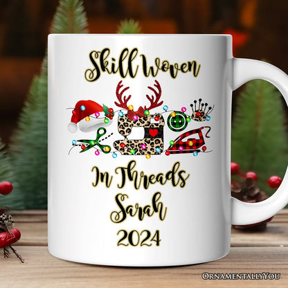 Personalized Mug Sewing Buffalo Plaid Christmas, Clothing Stylist Gift Personalized Ceramic Mug OrnamentallyYou