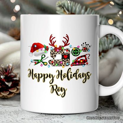 Personalized Mug Sewing Buffalo Plaid Christmas, Clothing Stylist Gift Personalized Ceramic Mug OrnamentallyYou