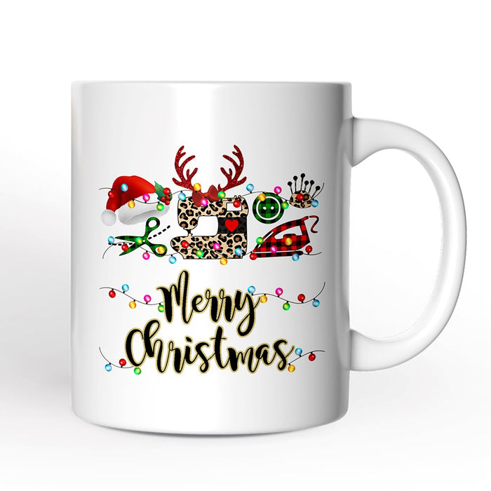 Personalized Mug Sewing Buffalo Plaid Christmas, Clothing Stylist Gift Personalized Ceramic Mug OrnamentallyYou 12oz Mug Non-Custom