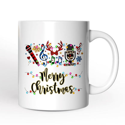 Personalized Mug Singers Buffalo Plaid Christmas, Microphone Gift Personalized Ceramic Mug OrnamentallyYou 12oz Mug Non-Custom