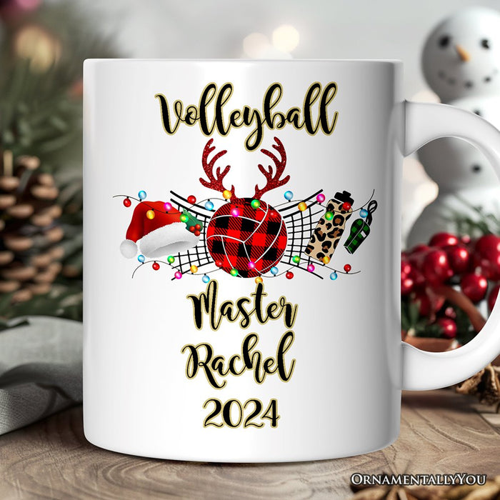 Personalized Mug Volleyball Buffalo Plaid Christmas, Team and Coaches Gift Personalized Ceramic Mug OrnamentallyYou
