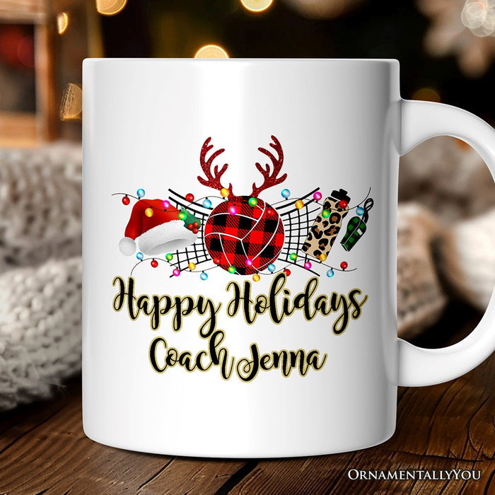 Personalized Mug Volleyball Buffalo Plaid Christmas, Team and Coaches Gift Personalized Ceramic Mug OrnamentallyYou