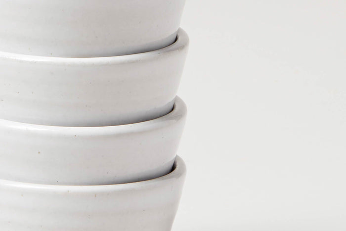 Petite Silo Stoneware Bowl — close view of stacked white-glazed rims; Farmhouse Pottery