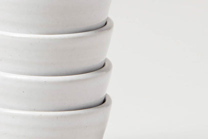 Petite Silo Stoneware Bowl — close view of stacked white-glazed rims; Farmhouse Pottery