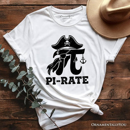 Pi 3.14 Pirate T-Shirt, Funny Math Pun Pi Day Tee T-Shirts OrnamentallyYou White XS