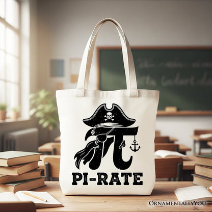 Pi 3.14 Pirate Tote Bag, Funny Math Pun Pi Day Gift Shopper Tote Bag OrnamentallyYou White