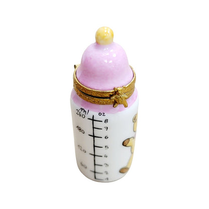Pink Baby Bottle Limoges Box Porcelain Limoges baby French Trinket Box