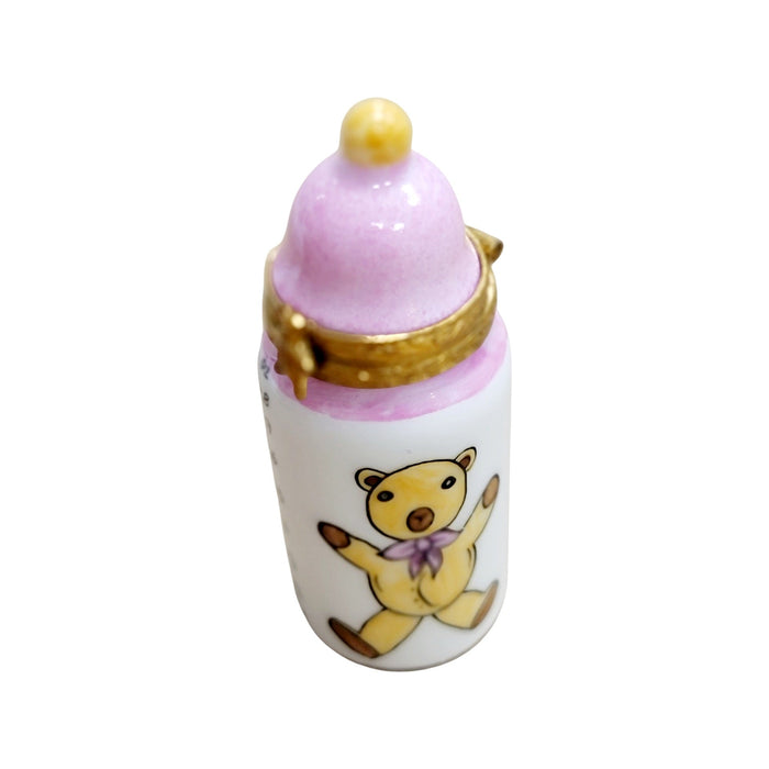 Pink Baby Bottle Limoges Box Porcelain Limoges baby French Trinket Box